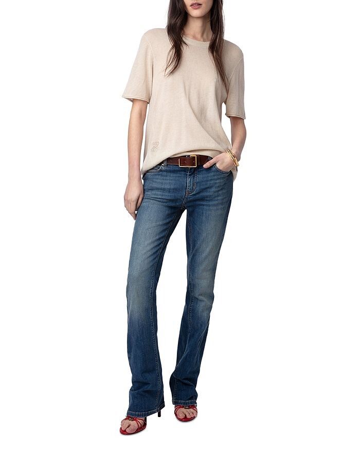 

Zadig & Voltaire Ida Кашемировый ажурный свитер с крыльями, коричневый/бежевый