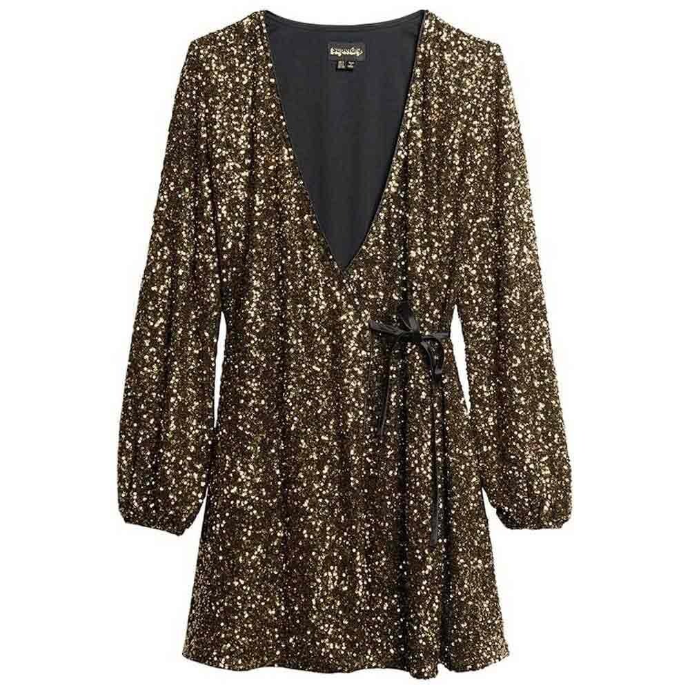 

Платье с длинным рукавом Superdry Sequin Wrap, коричневый