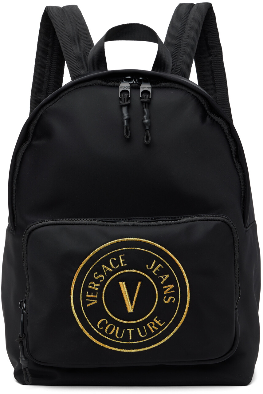 

Черный рюкзак с V-образной эмблемой Versace Jeans Couture