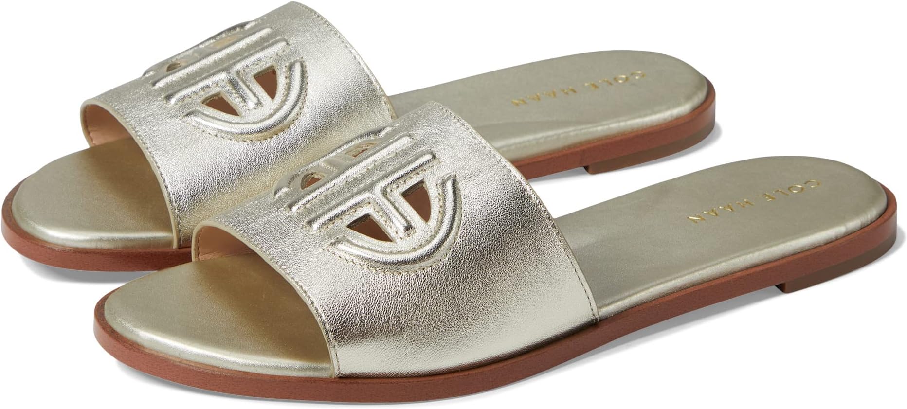 

Сандалии на плоской подошве Flynn Logo Slide Sandal Cole Haan, цвет Gold Leather