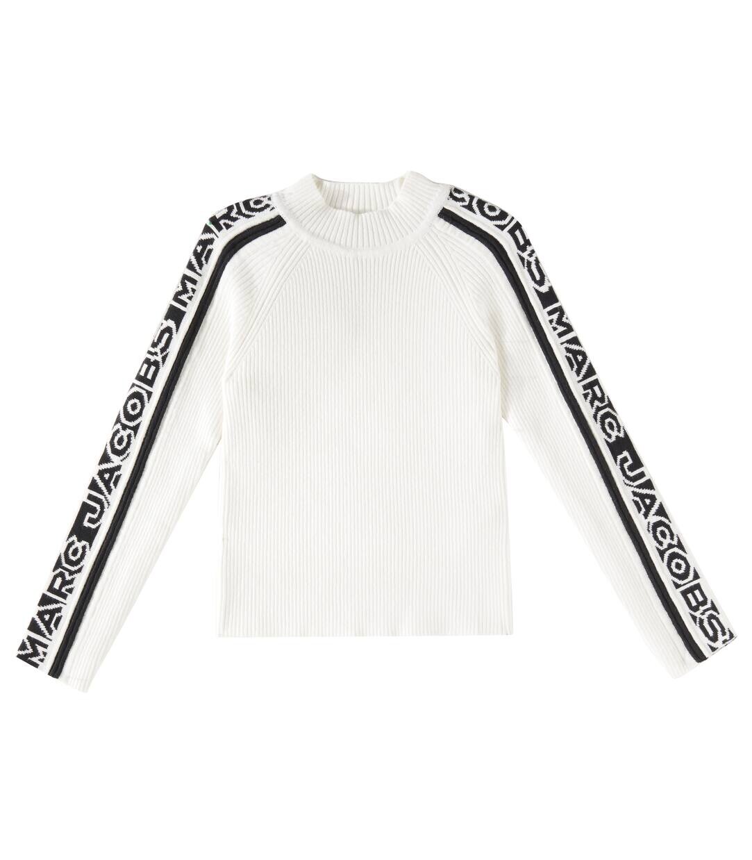 

Свитер из хлопчатобумажной смеси с логотипом в рубчик Marc Jacobs Kids, слоновая кость