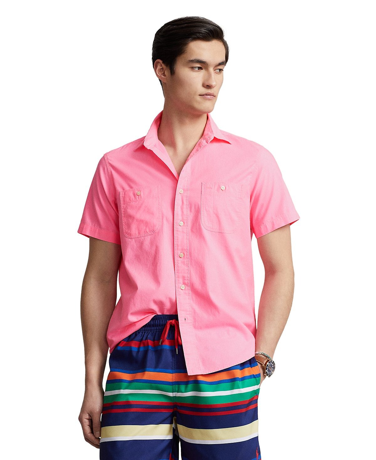 

Мужская рабочая рубашка классического кроя из хлопкового атласа Polo Ralph Lauren