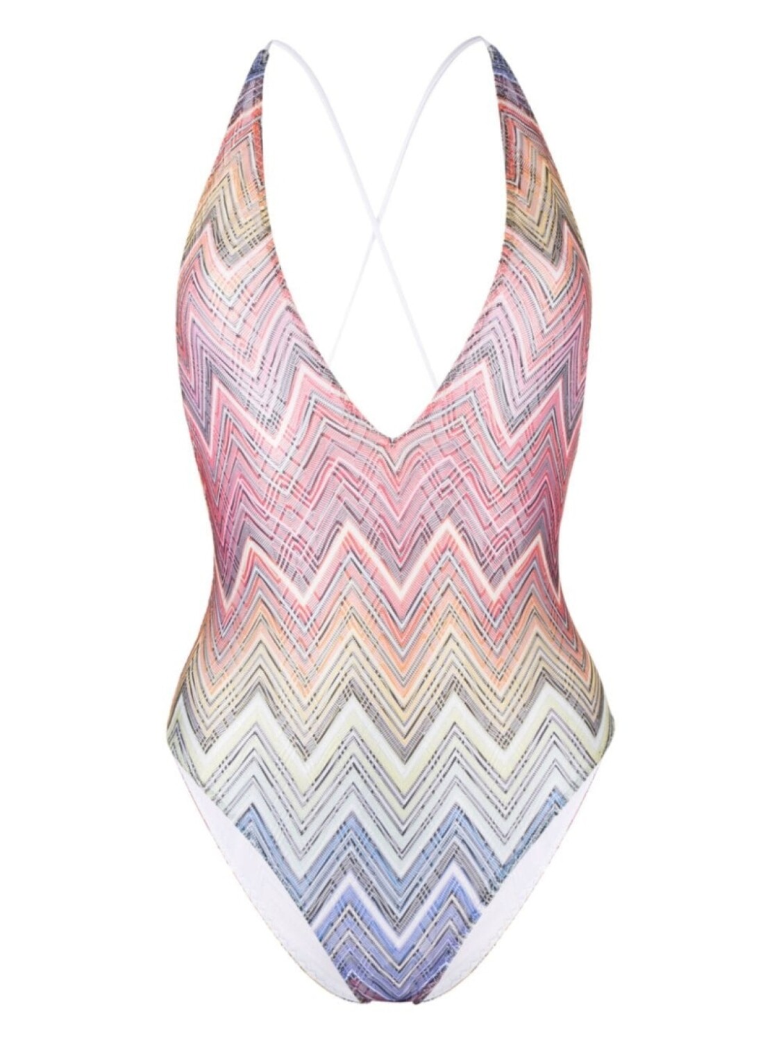 Missoni купальник с V-образным вырезом и принтом зигзаг, розовый