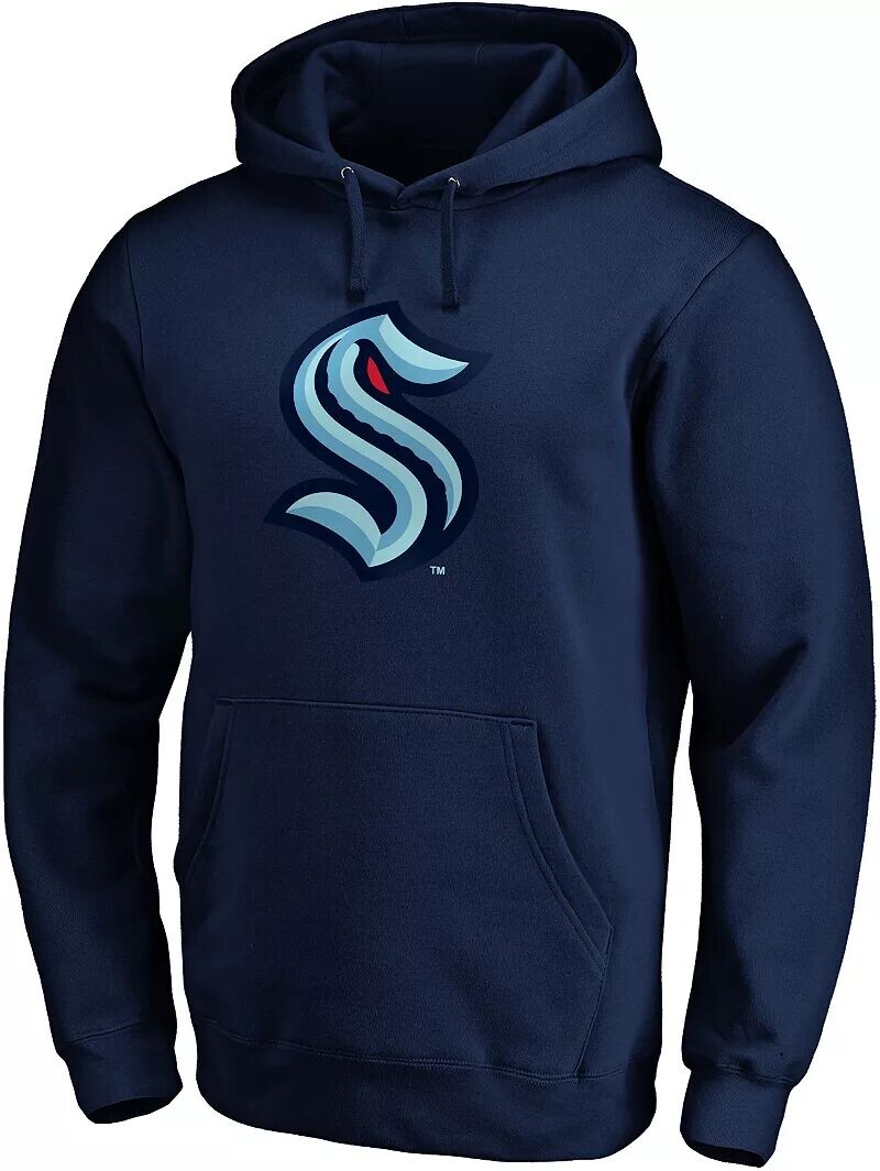 

Мужской темно-синий пуловер с капюшоном и логотипом НХЛ Seattle Kraken Logo