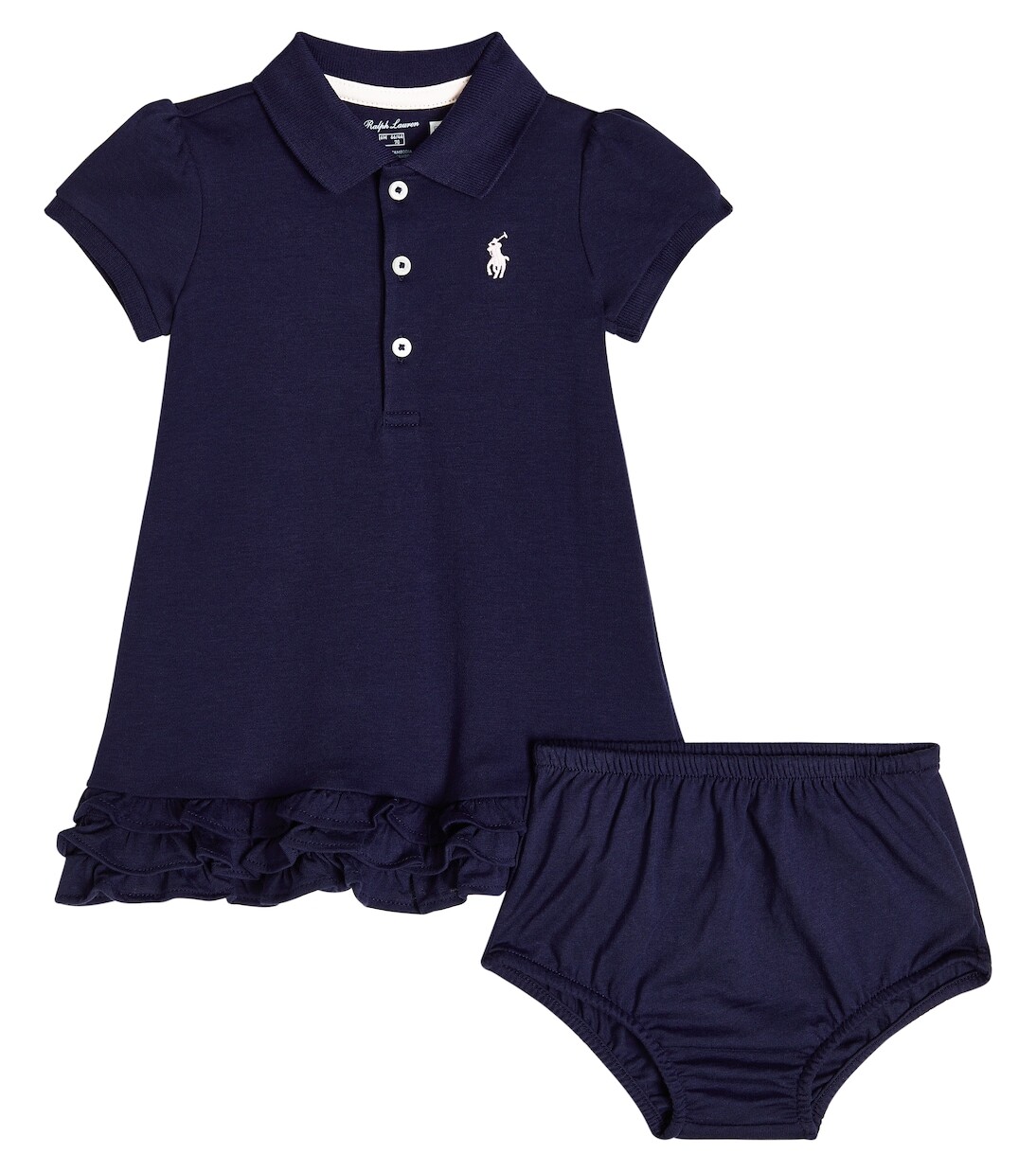 

Комплект детского хлопкового платья и шароваров Polo Ralph Lauren, синий