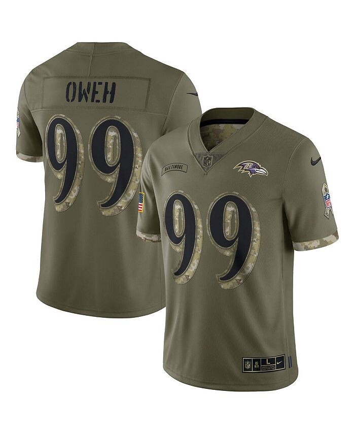

Мужское джерси Odafe Oweh Olive Baltimore Ravens 2022 Salute To Service Limited Nike, зеленый