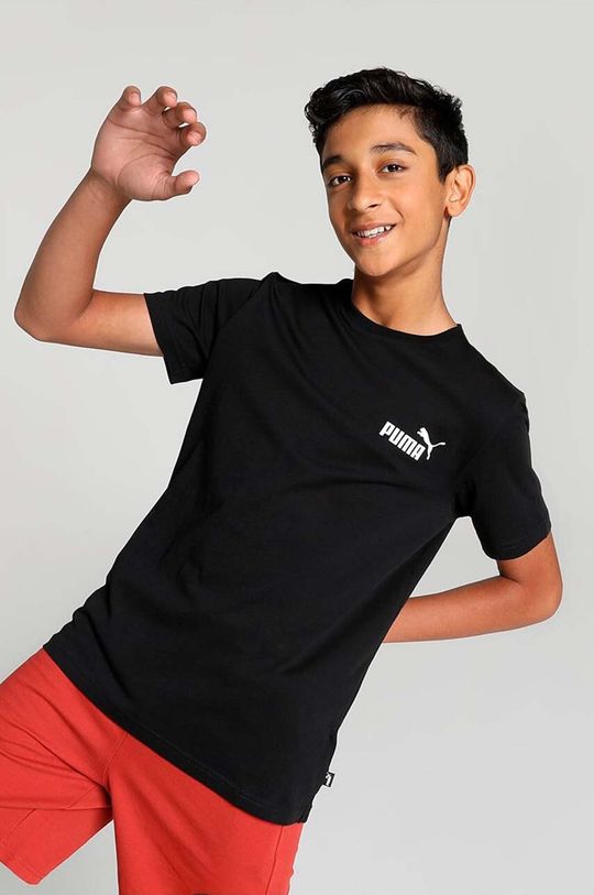 цена Детская хлопковая футболка Puma ESS Small Logo Tee B, черный