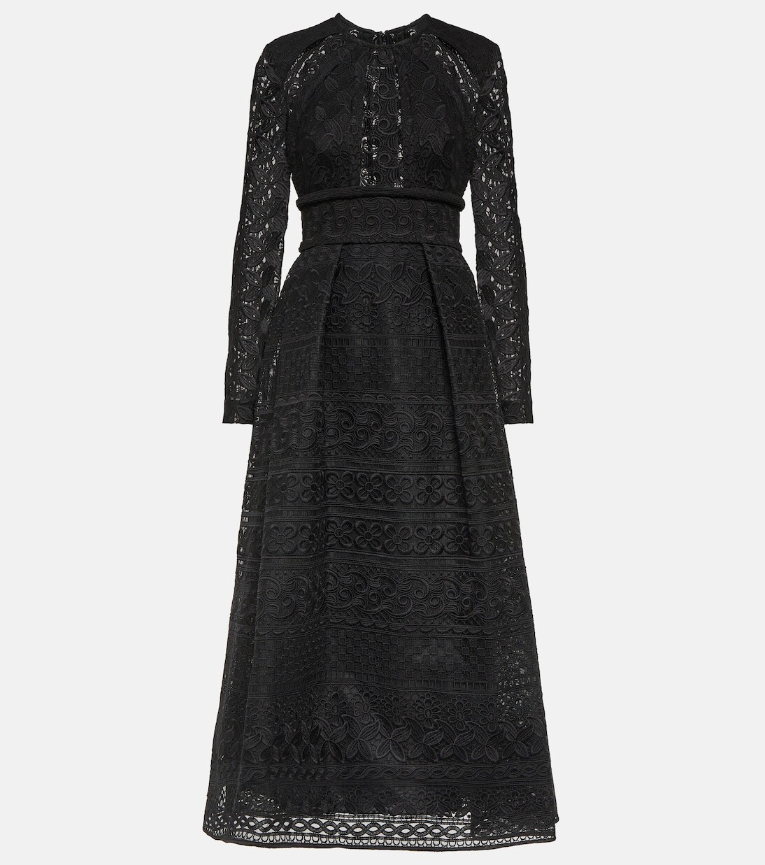 

Платье макси из хлопкового кружева Elie Saab, черный
