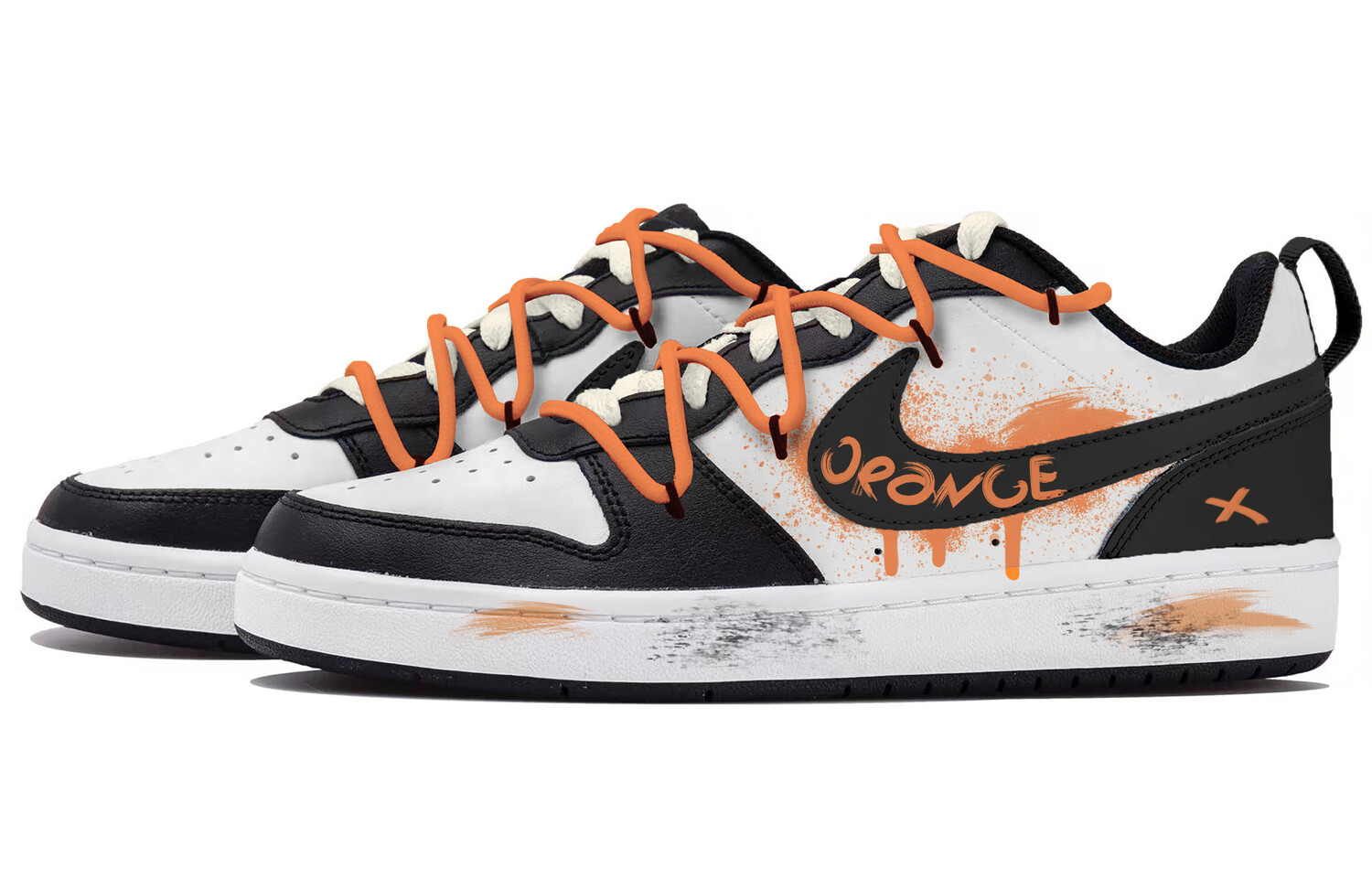 

Кроссовки Nike Court Borough Skateboarding Shoes Women's Low-top Black/white/orange, черный/белый/оранжевый