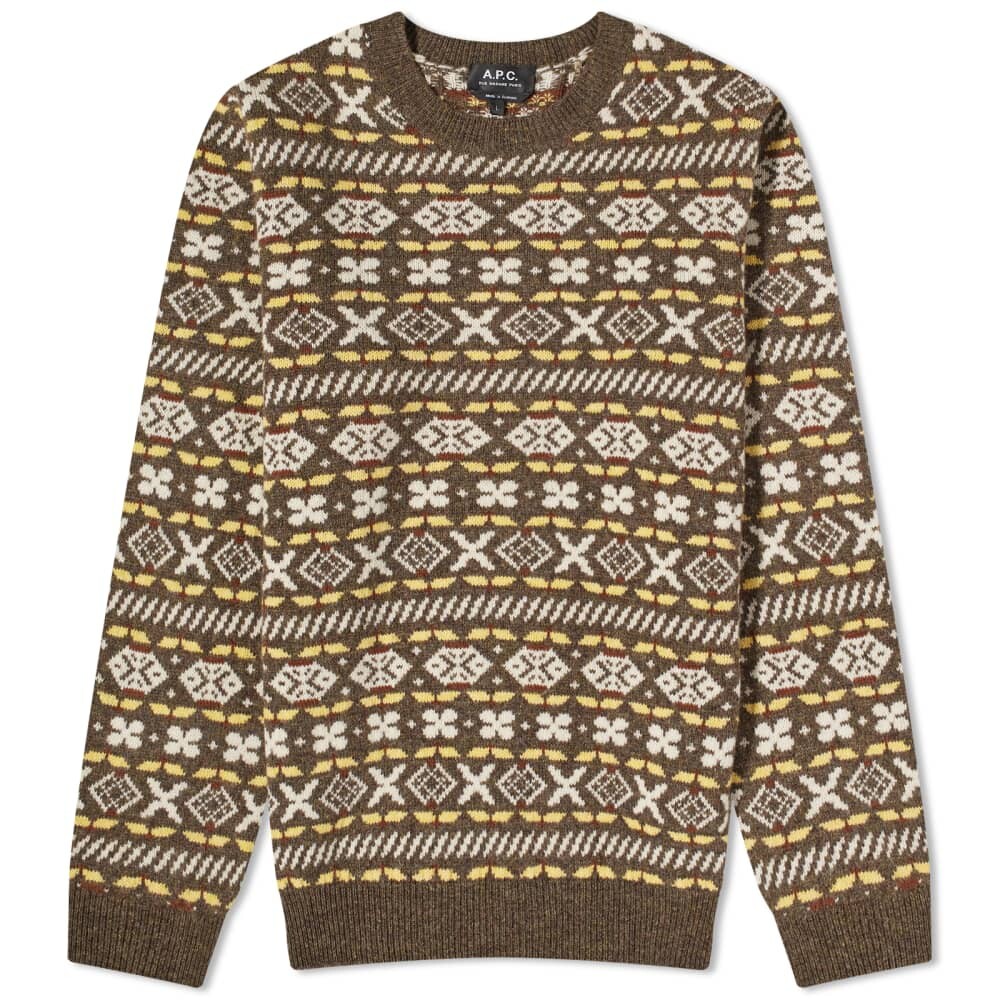 

A.P.C. Трикотаж с круглым вырезом John Fairisle, хаки