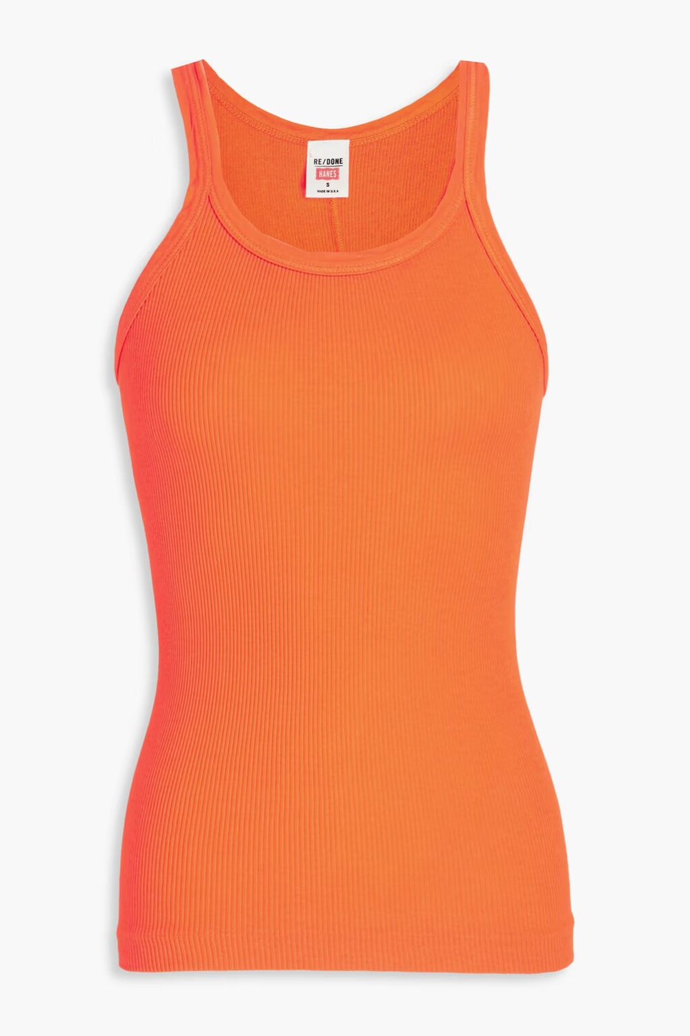 

Майка из хлопкового джерси в рубчик Re/Done By Hanes, оранжевый