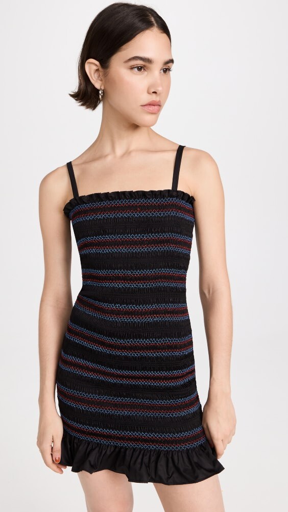

Платье мини Molly Goddard Cotton Embroidered Shirred, черный