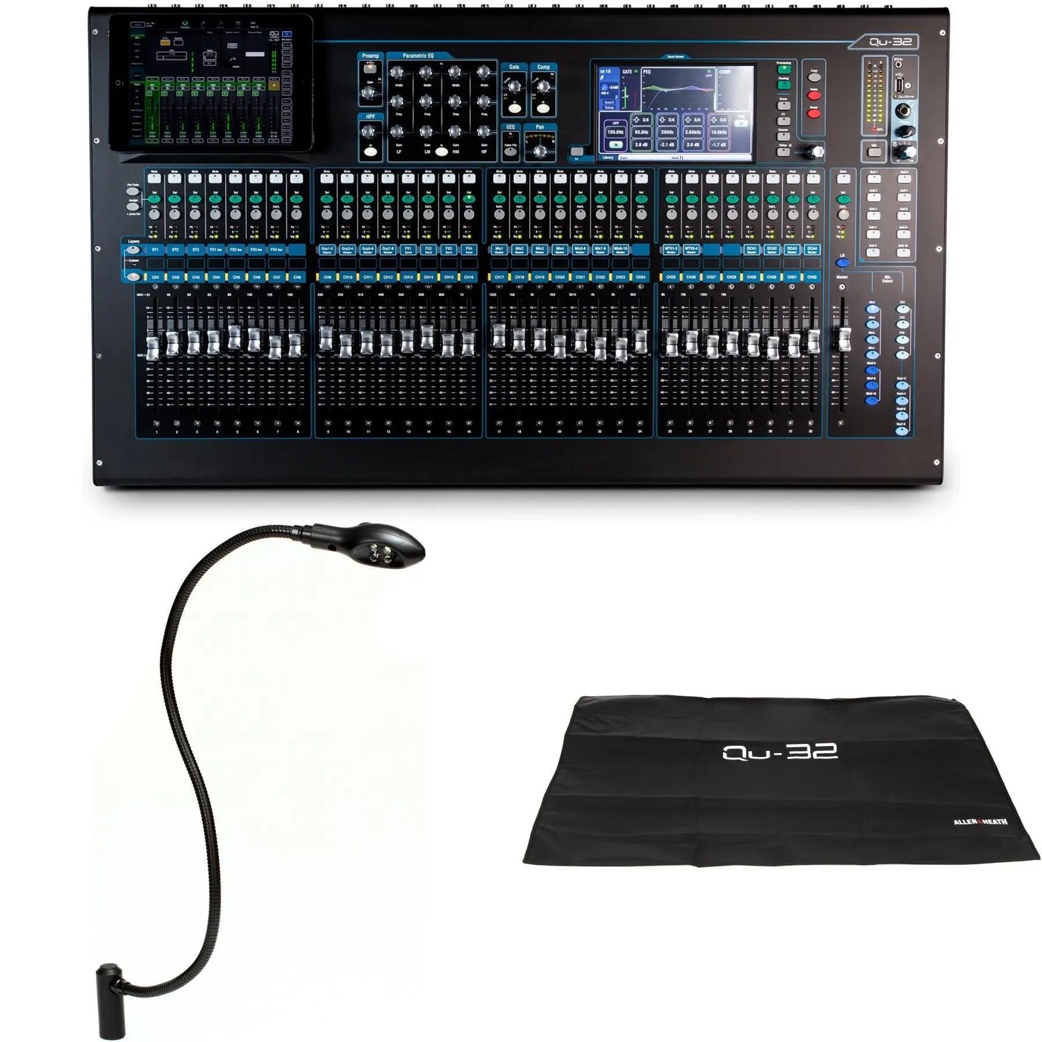 

Цифровой микшер Allen & Heath QU-32 с пылезащитной крышкой и светодиодной лампой