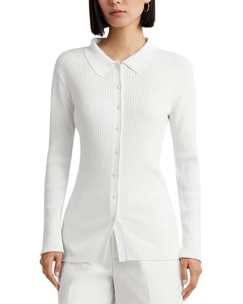 

Кардиган в рубчик с воротником Ralph Lauren, цвет White