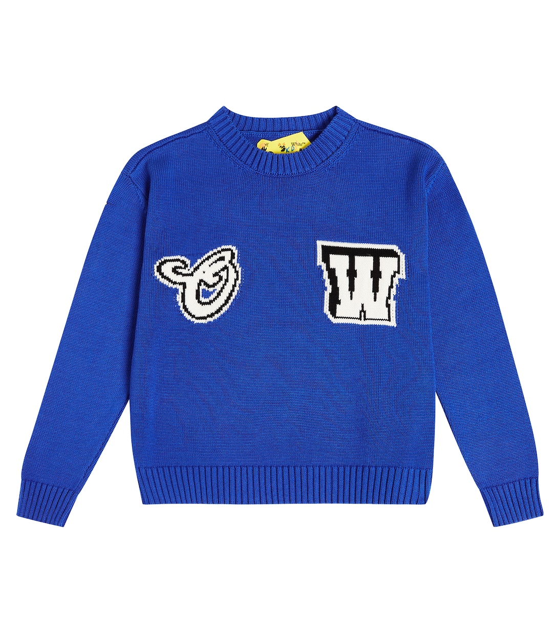 Хлопковый свитер с логотипом Off-White Kids, синий хлопковый топ с логотипом off white
