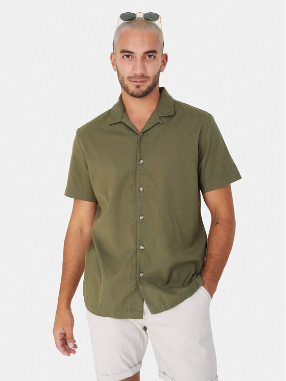 Рубашка прямого кроя Brave Soul, хаки комплект lilians футболка шорты застежка отсутствует короткий рукав размер 88 мультиколор