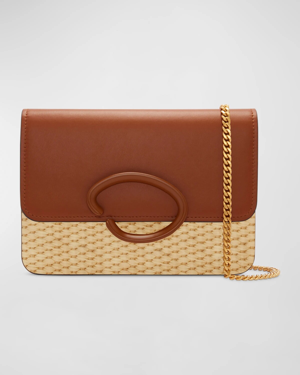 

Сумка на плечо O Pochette из кожи и рафии Oscar de la Renta, цвет Beige