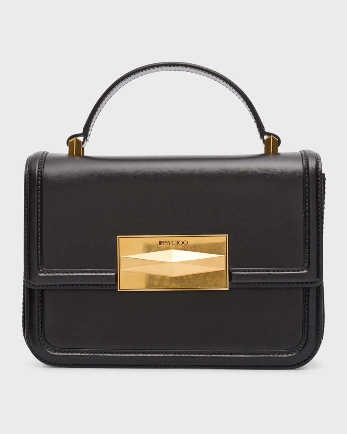 

Кожаная сумка с ромбовидной ручкой сверху Jimmy Choo, цвет Black Gold