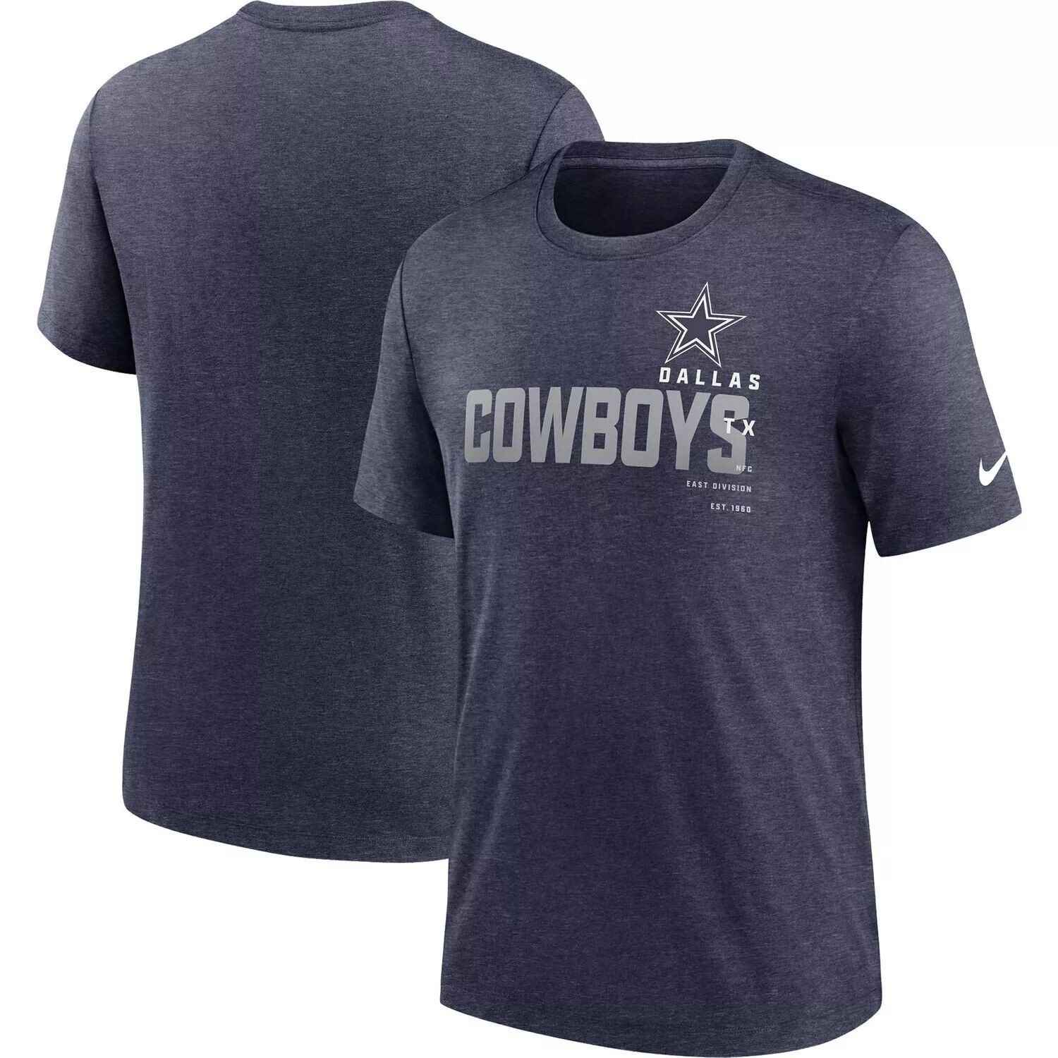

Мужская темно-синяя футболка с принтом Dallas Cowboys Local Tri-Blend Nike, Синий