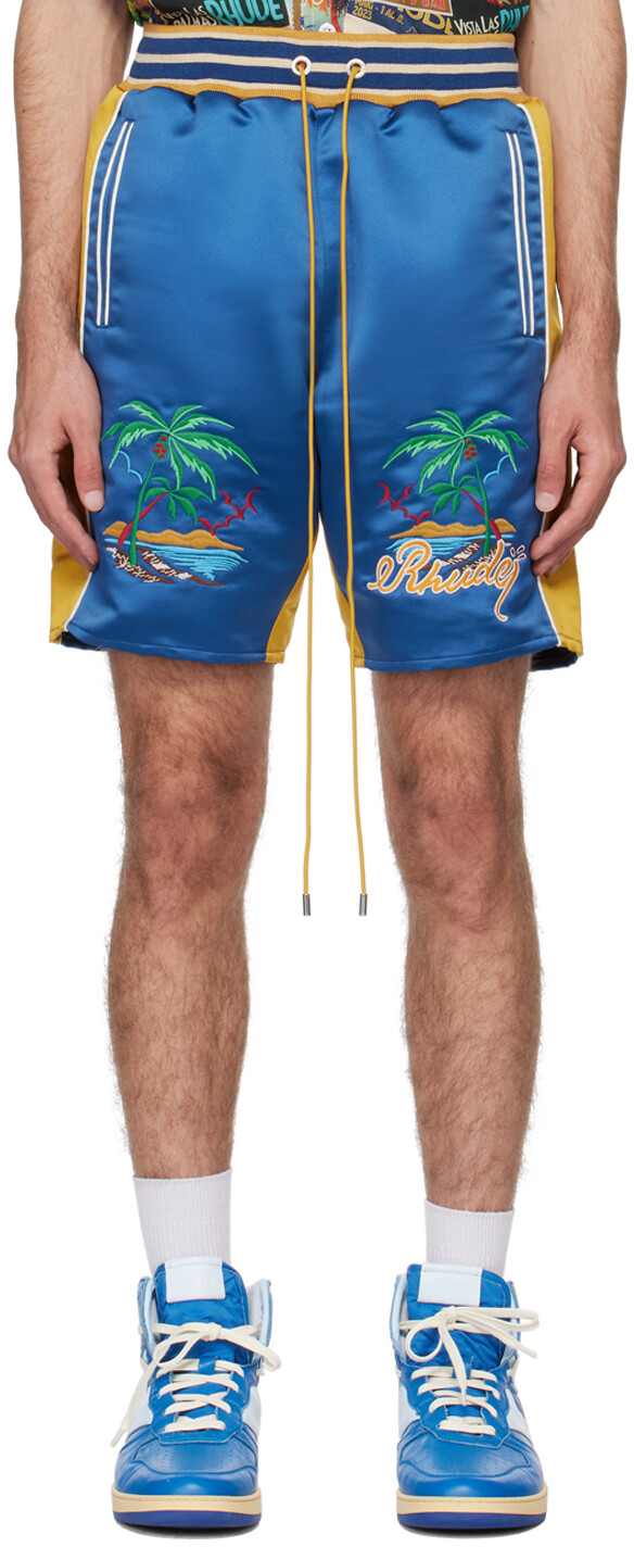 

Синие и желтые сувенирные шорты Rhude