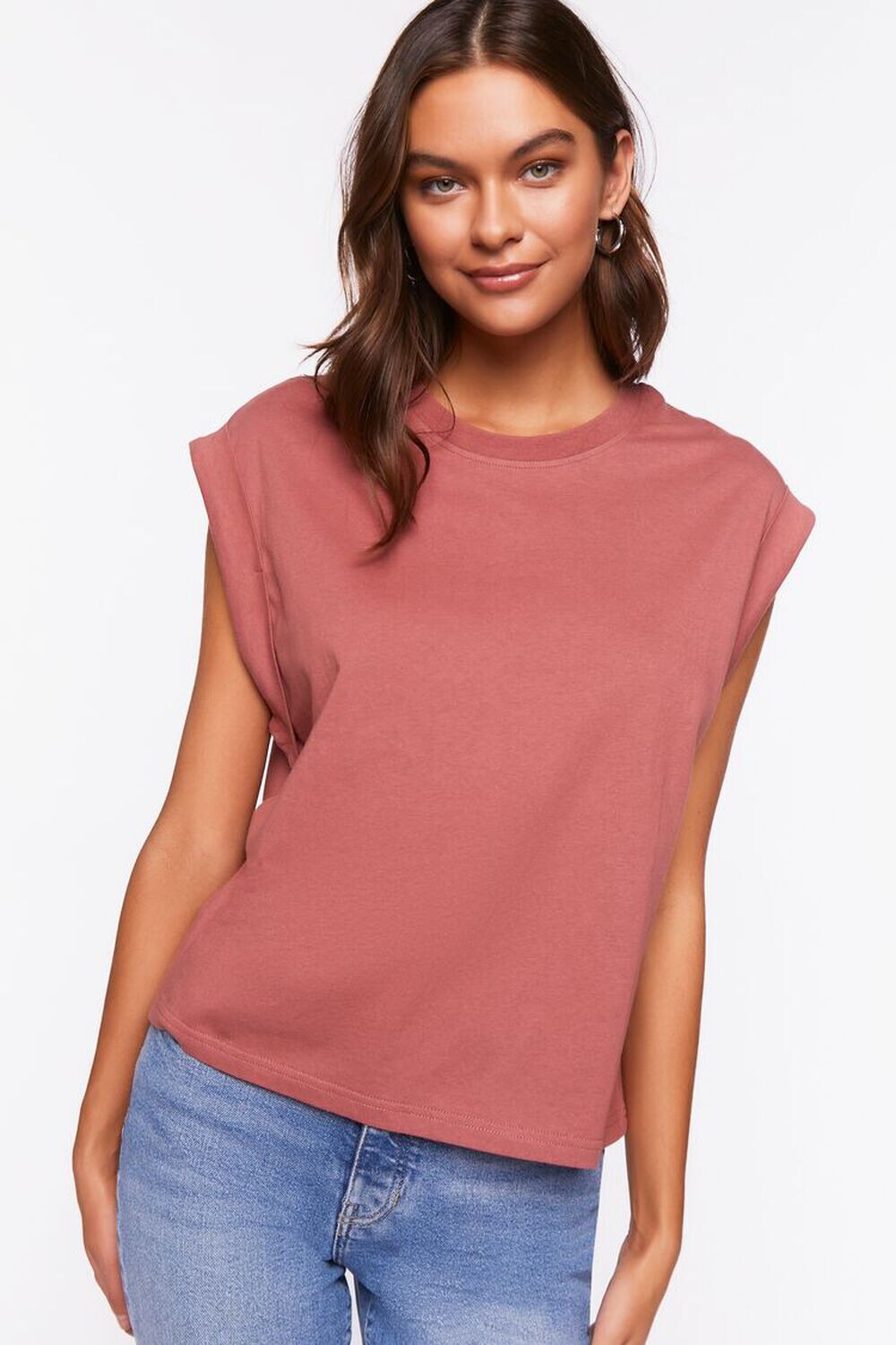 

Хлопковая футболка с мышцами Forever 21, роза