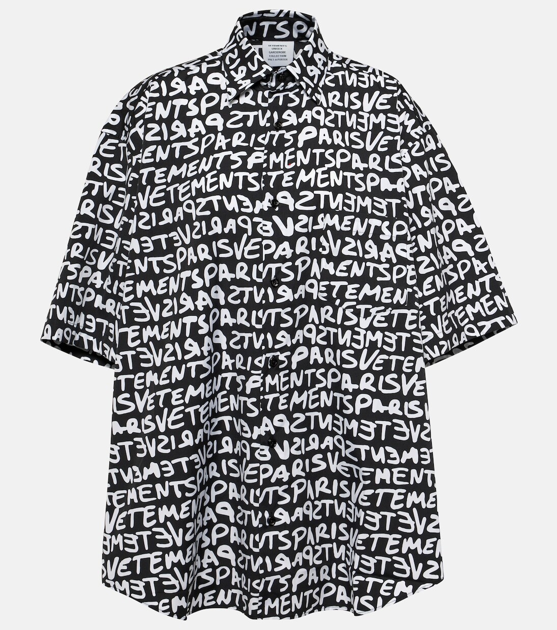 

Рубашка из хлопка с принтом Vetements, черный