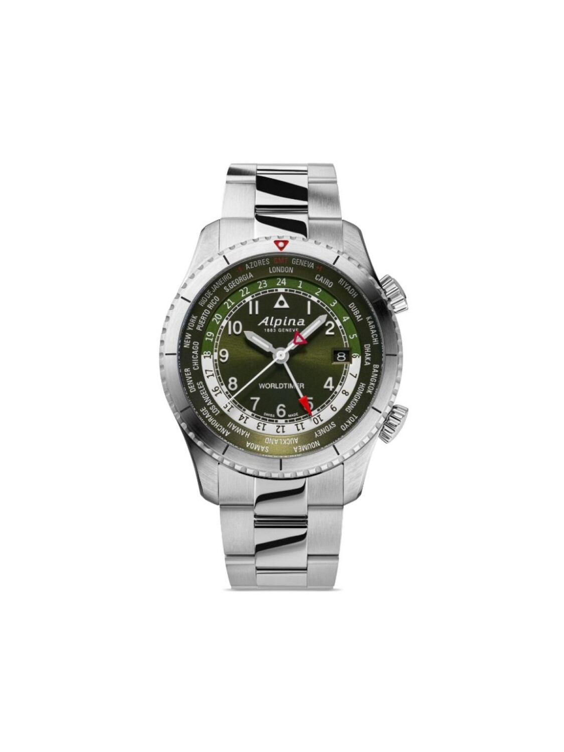 

Alpina наручные часы Startimer Pilot Quartz Worldtimer 41 мм, зеленый