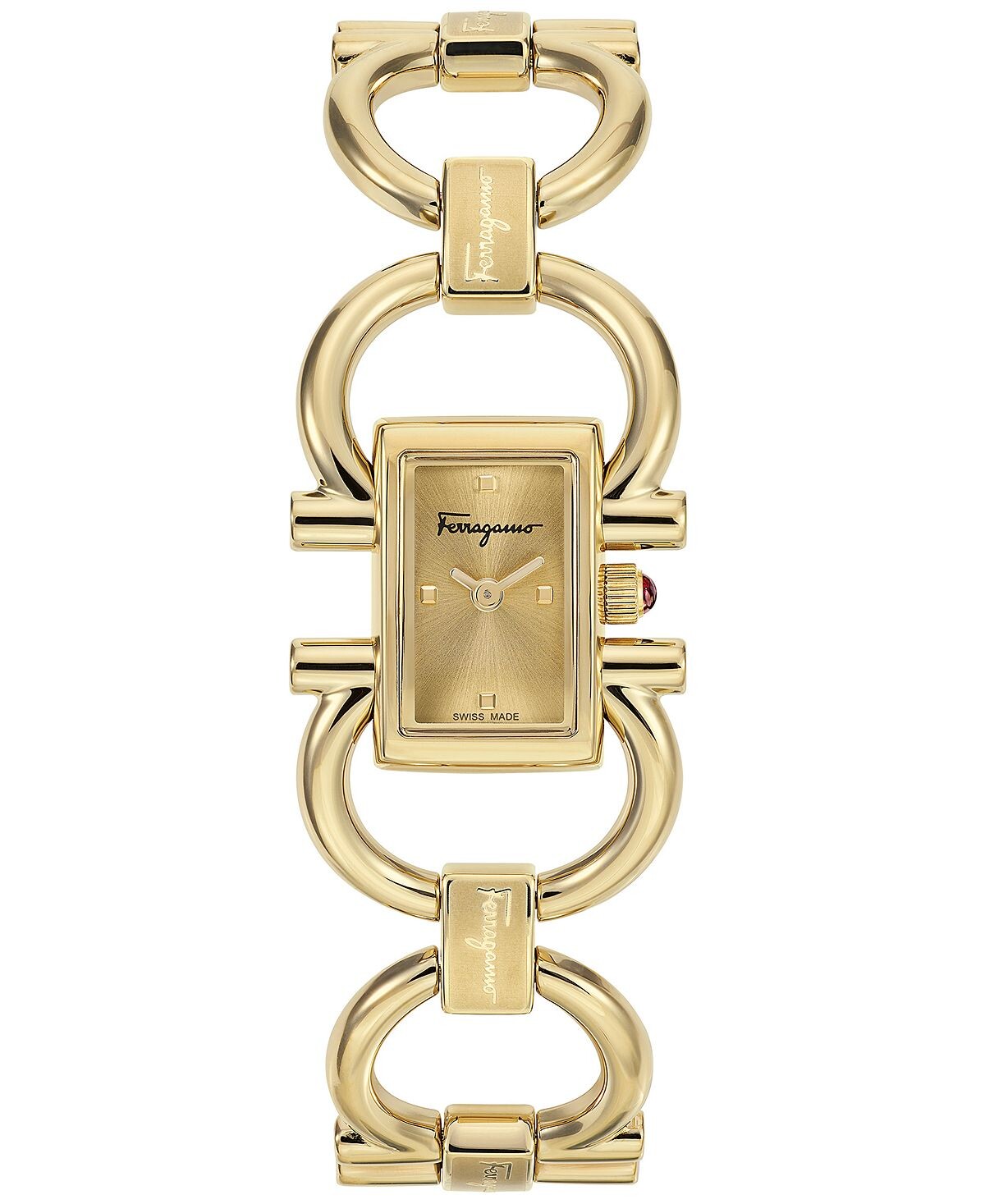 

Женские мини-часы Salvatore Ferragamo Double Gancini с золотым ионным браслетом из нержавеющей стали, 14x21 мм