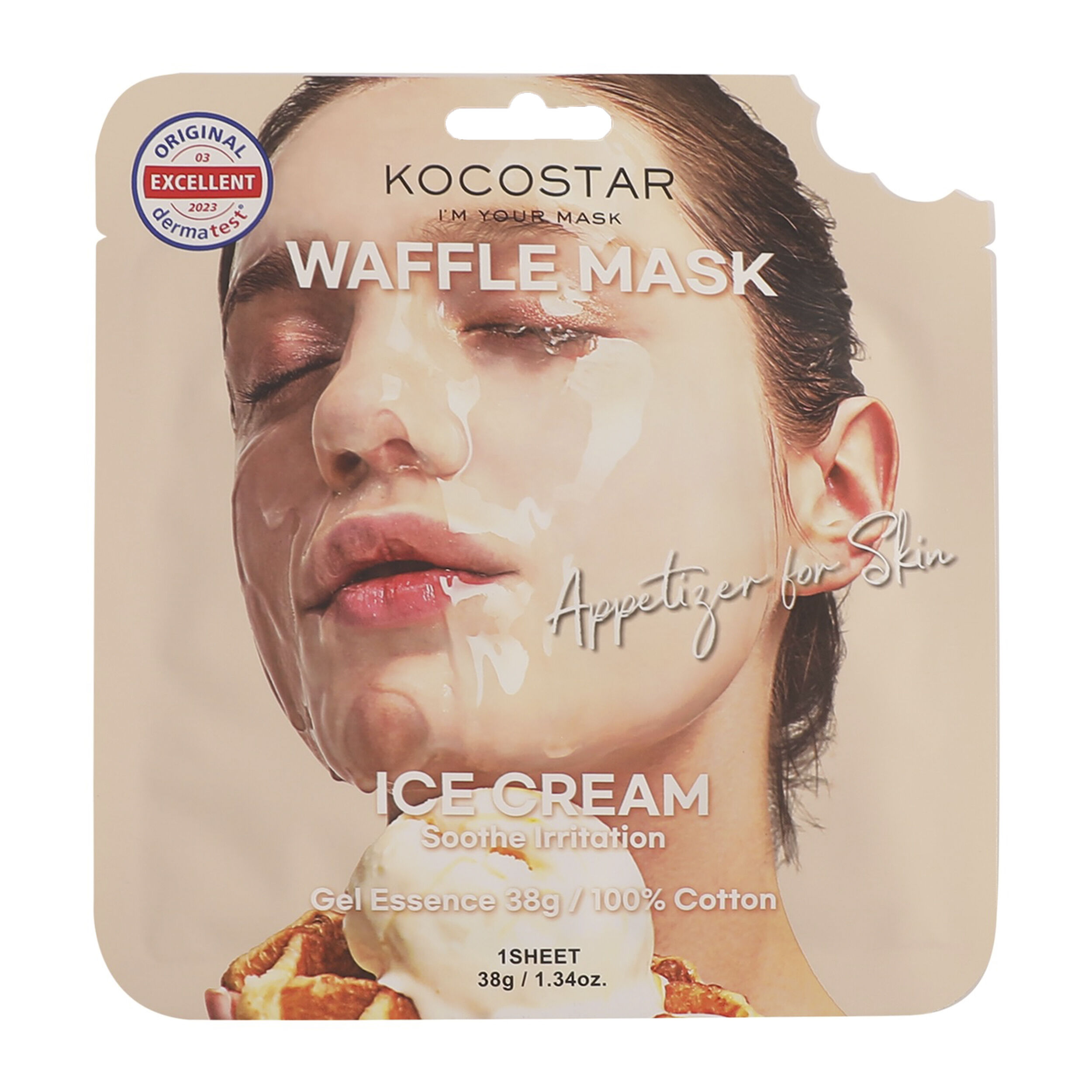 Маска для лица с мороженым Kocostar Waffle Mask, 38 гр тканевая маска с экстрактом лепестков розы 23 г