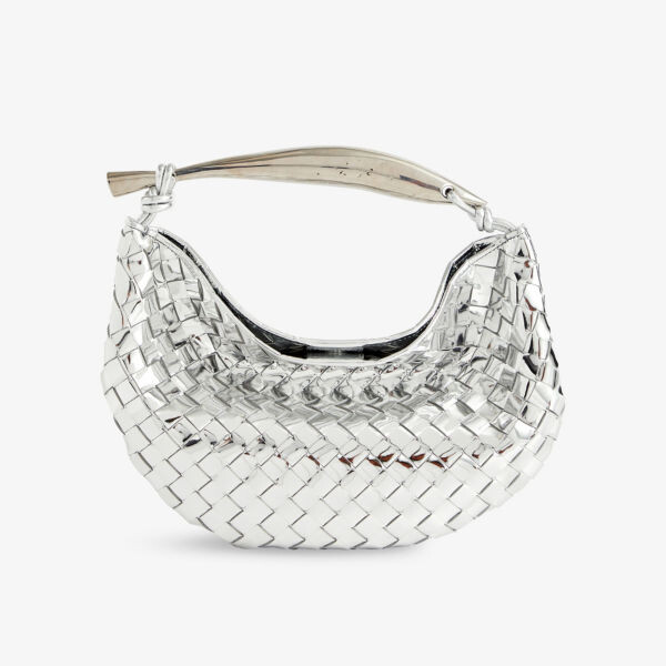 

Сумка на плечо из сардиновой кожи Bottega Veneta, серебряный
