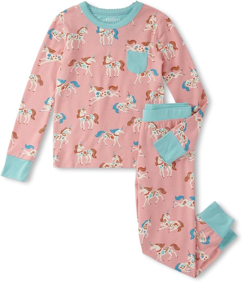 

Пижама Hatley Kids Folksy Unicorn Bamboo Pajama Set, розовый
