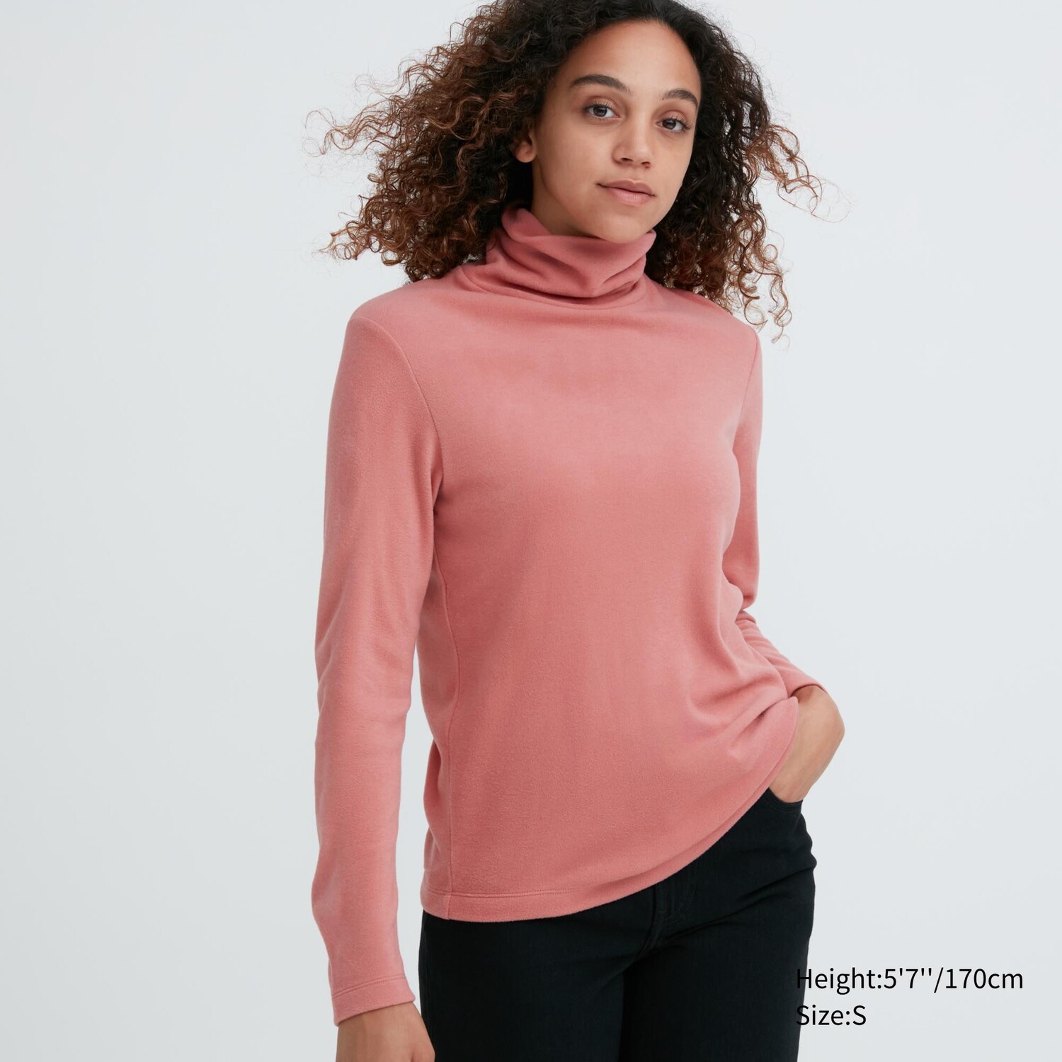 

HEATTECH Флисовая водолазка с длинными рукавами и термобельем Uniqlo, розовый