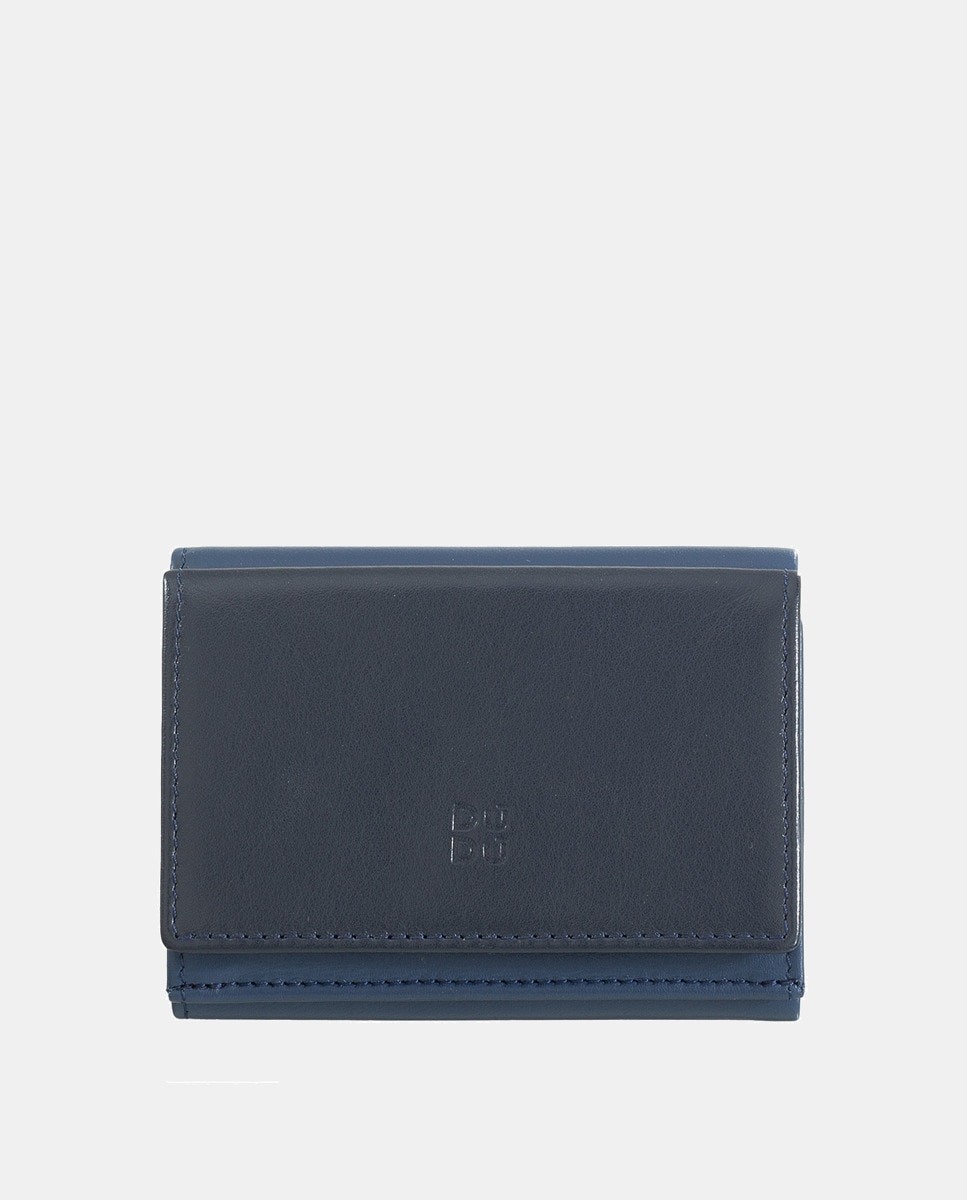 Маленький кошелек из телячьей кожи темно-синего цвета наппа с мешочком для монет Dudu, темно-синий портмоне sloth кошелек складной бумажник