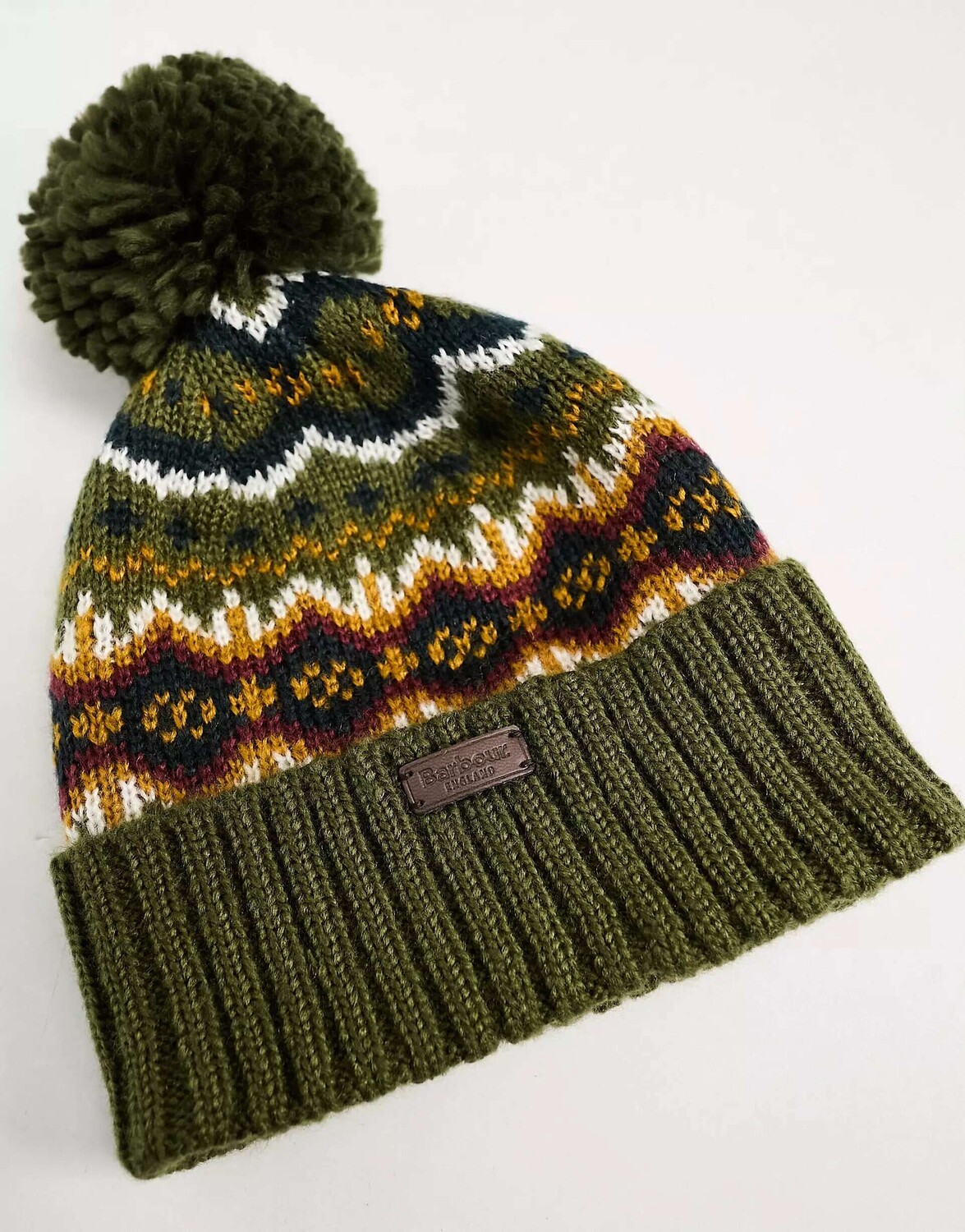 

Оливковая шапка-бини Barbour Case Fairisle