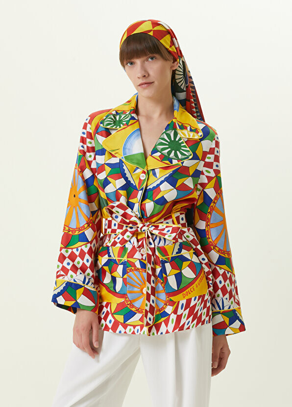

Красный шелковый жакет со смешанным узором Dolce&Gabbana