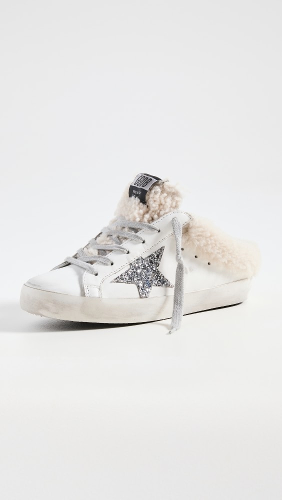 

Кроссовки Golden Goose Super-Star Sabot Leather Upper Glitter, белый