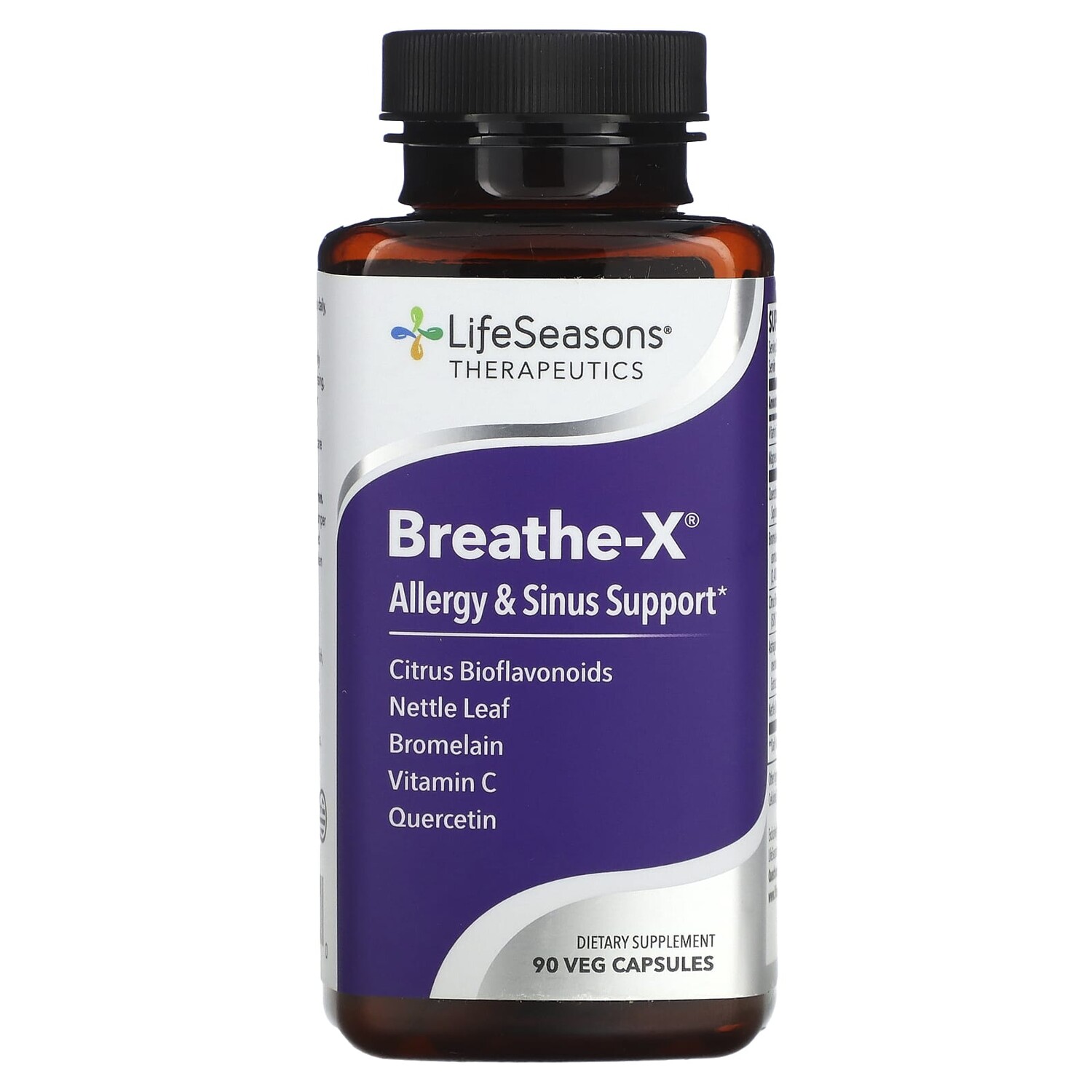 

Breathe-X, средство от аллергии и заложенности носа, 90 вегетаранских капсул, LifeSeasons