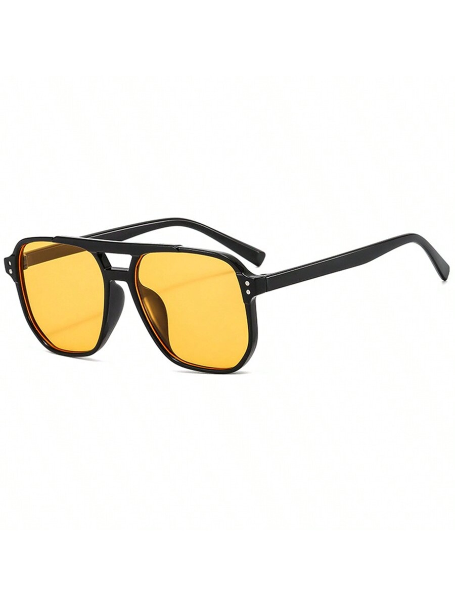1шт Женские солнцезащитные очки в стиле пилота с желтыми линзами фотографии