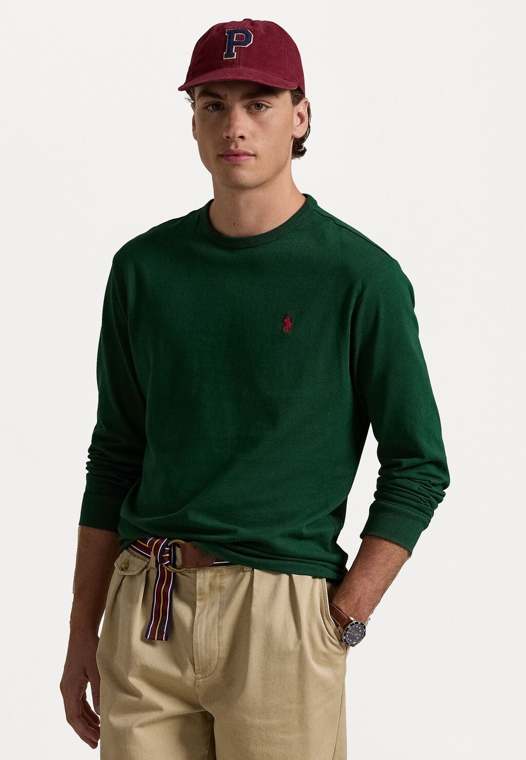 

Топ с длинными рукавами CLASSIC FIT HEAVYWEIGHT JERSEY T-SHIRT Ralph Lauren, темно-зеленый