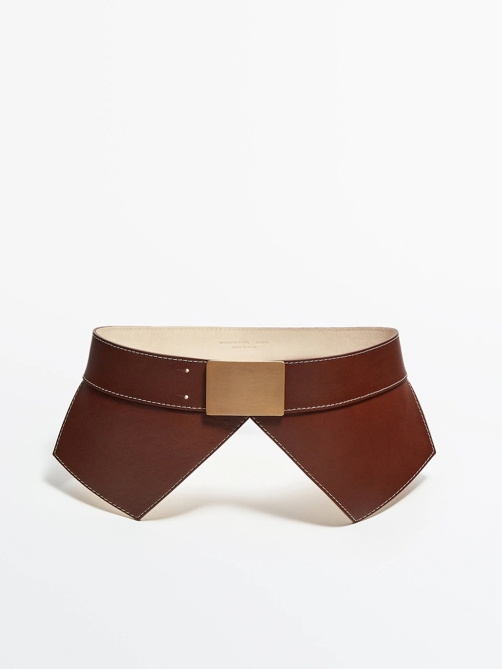 

Ремень из кожи - studio Massimo Dutti, коричневый