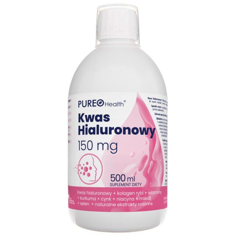 Pureo Health Kwas Hialurunowy 150 mg препарат, укрепляющий суставы и улучшающий состояние кожи, волос и ногтей, 500 ml pureo health witamina b3 niacyna 500 mg витамин в в капсулах 60 шт