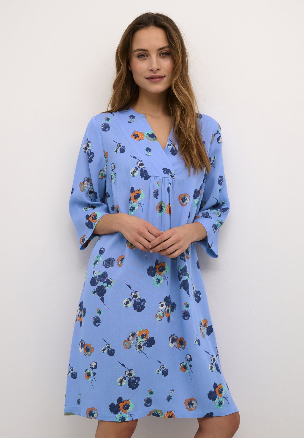 Повседневное платье Kaffe, цвет blue orange flower print blue flower print pajamas set women stain shirt