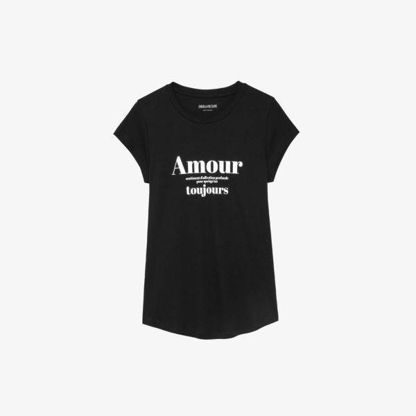 

Узкая хлопковая футболка с принтом Amour Zadig&Voltaire, цвет noir