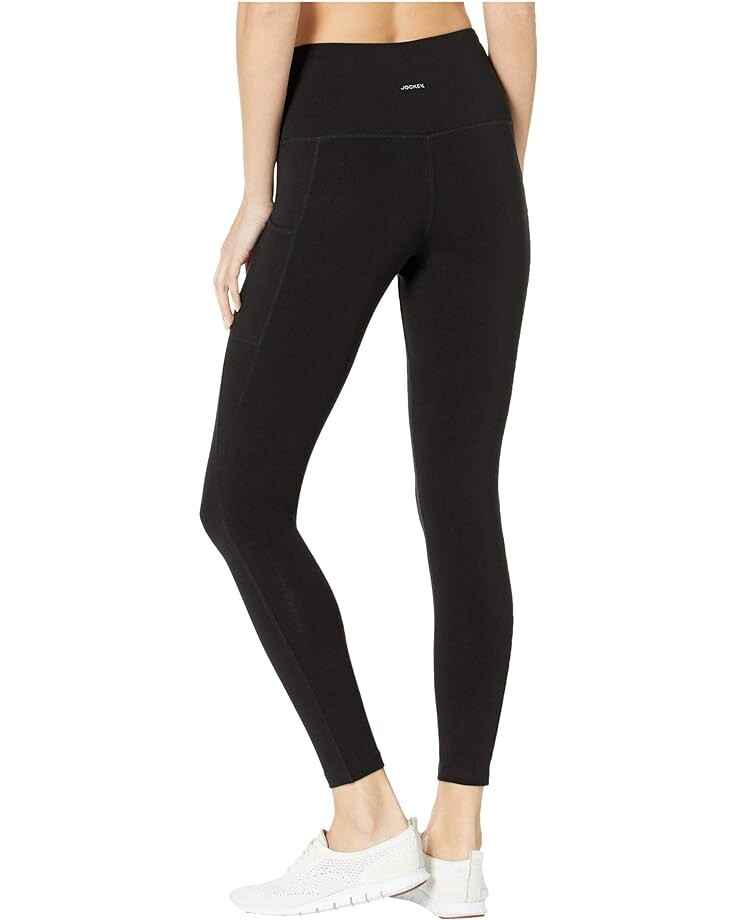 Брюки Jockey Active Cotton/Spandex Basics 7/8 Leggings w/ Side Pocket, цвет Deep Black