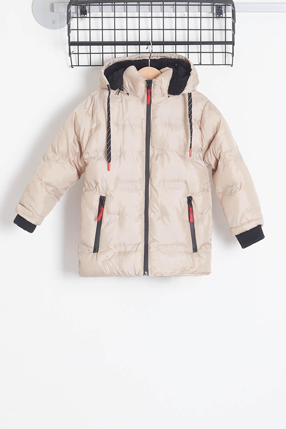 

Пальто для мальчиков Plain Printed Hooded Puffer Coat 14540 Bilen Kids, бежевый