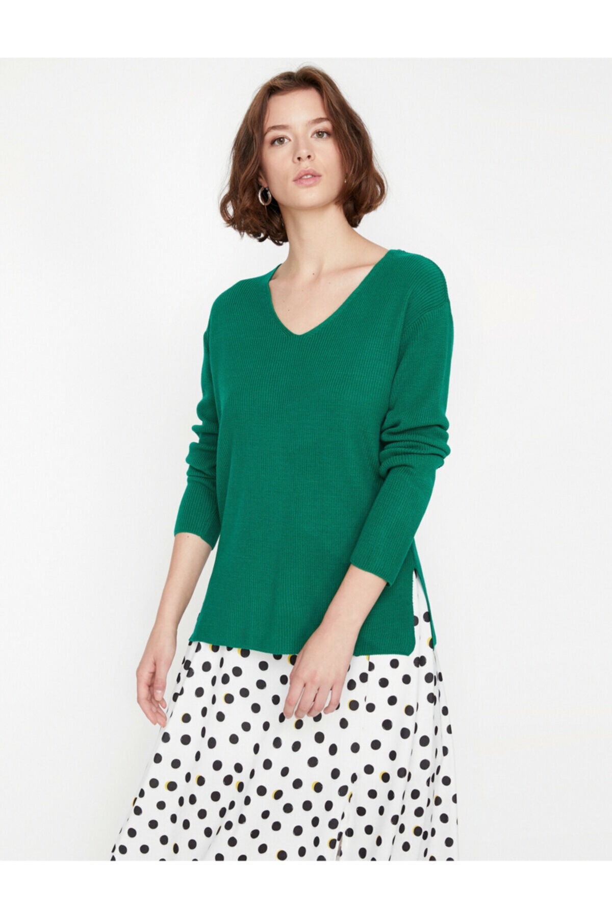 Свитер - Зеленый - Oversize Koton свитер размер oversize зеленый