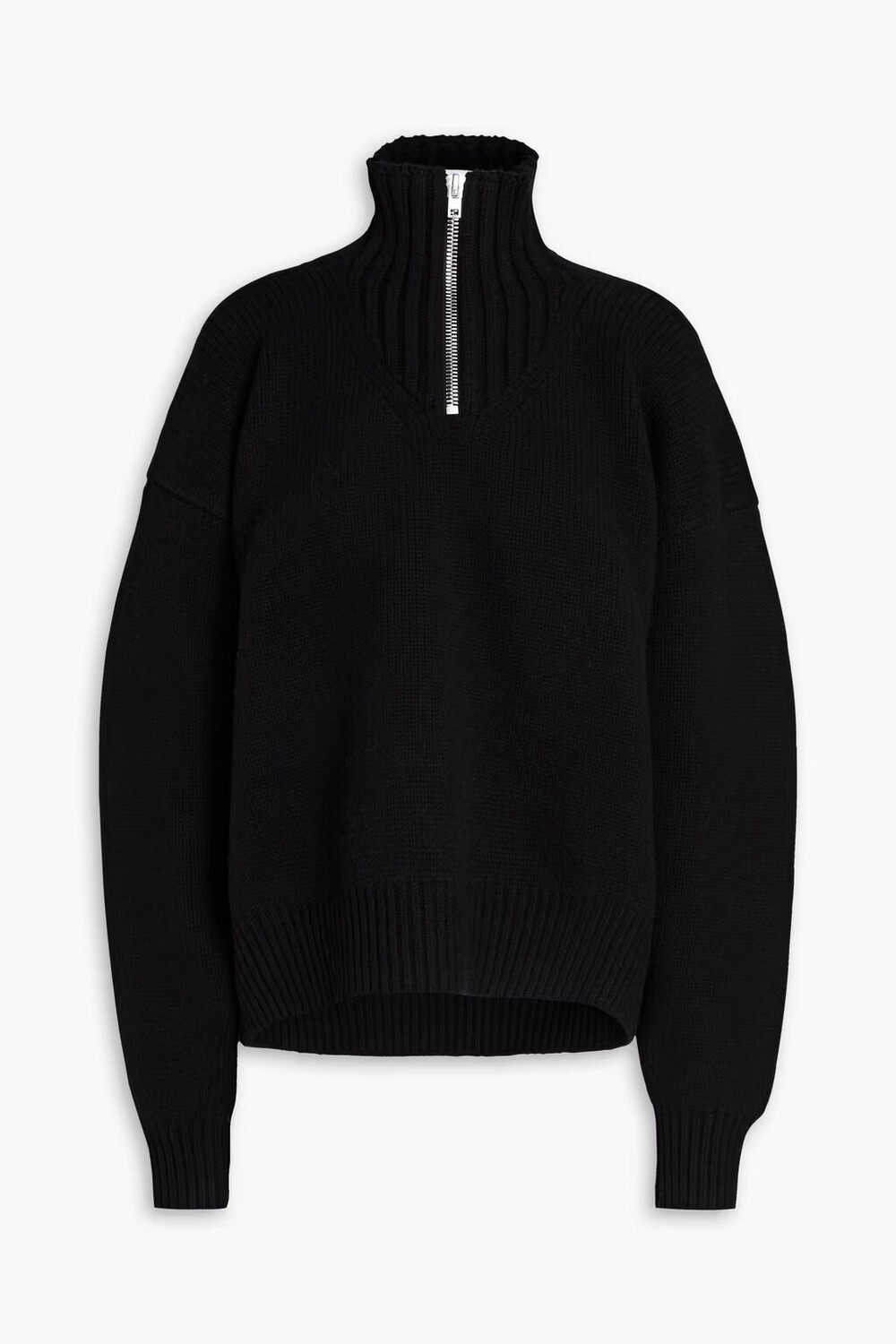 

Меланжевый свитер с полумолнией из смесовой шерсти Alexander Wang, черный