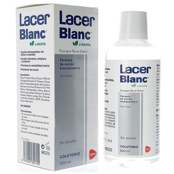 Ополаскиватель для рта Colutorio Blanc Menta Lacer, 500 ml act ополаскиватель для рта с фторидом против кариеса арктический заряд 532 мл 18 жидк унций