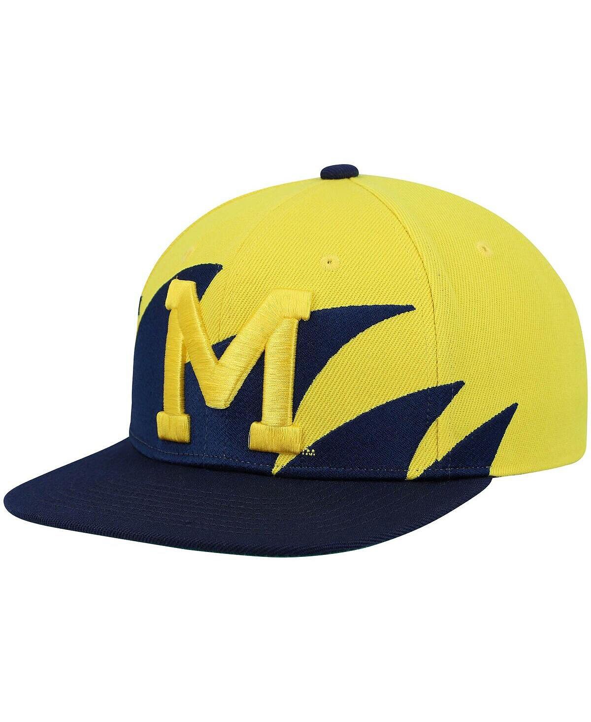 

Мужская темно-синяя шляпа Maize Michigan Wolverines Sharktooth Snapback Mitchell & Ness