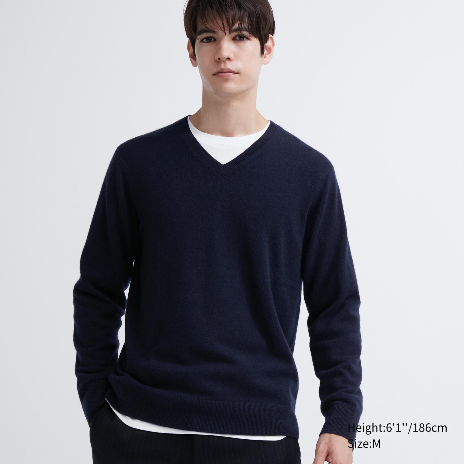 

Свитер Uniqlo мужской кашемировый с v-образным вырезом, темно-синий